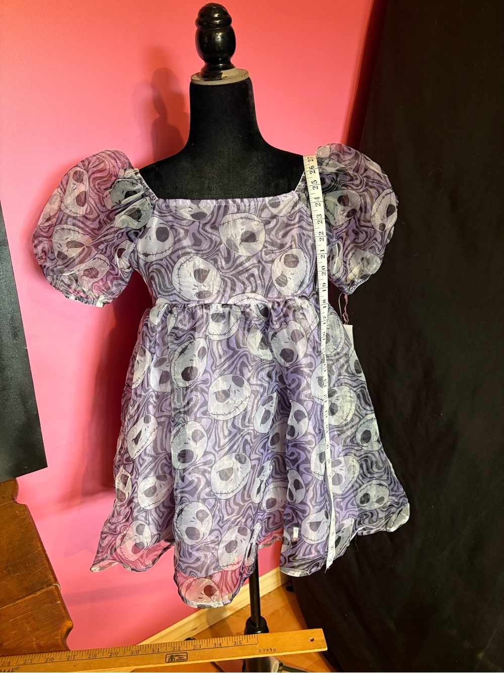 Disney Purple Skull Print Puff Sleeve Costume Dress